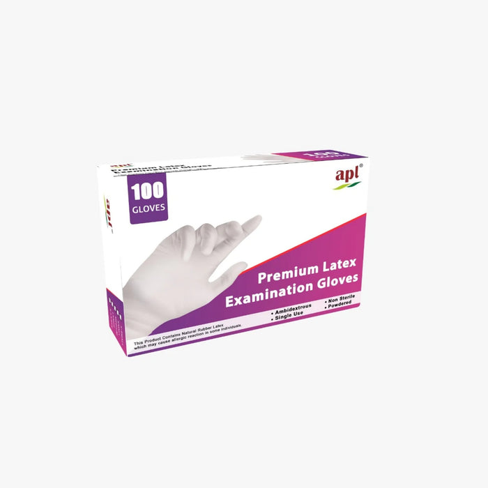 apl premium quality latex examination gloves (pack of 100 gloves)