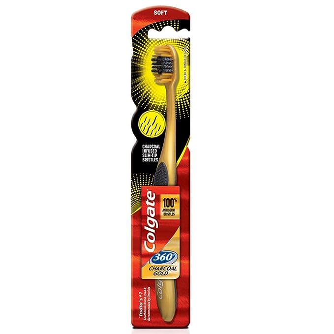 Colgate 360 degree charcoal gold soft bristles brush (pack of 3)
