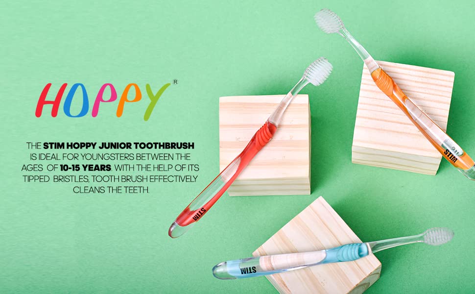 STIM Hoppy Junior Toothbrush :Age 10 Years to 15 year - Pack of 12