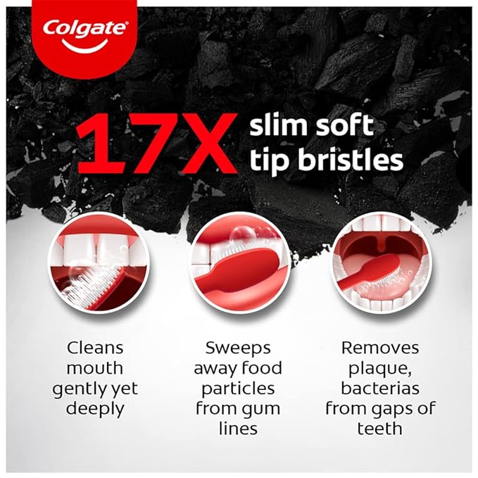 colgate slimsoft charcoal manual toothbrush - pack of 4