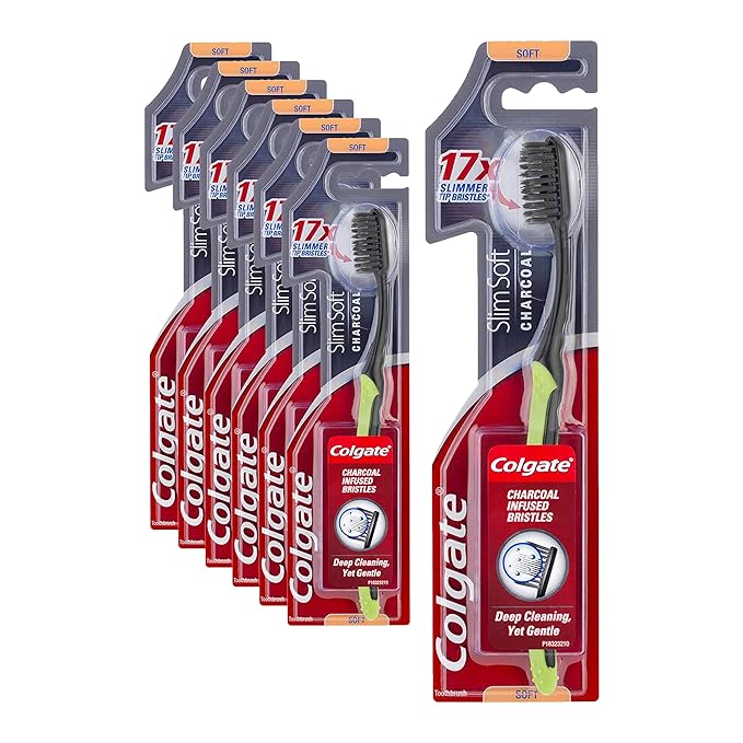 colgate slim soft charcoal hanger toothbrush - 6 piece