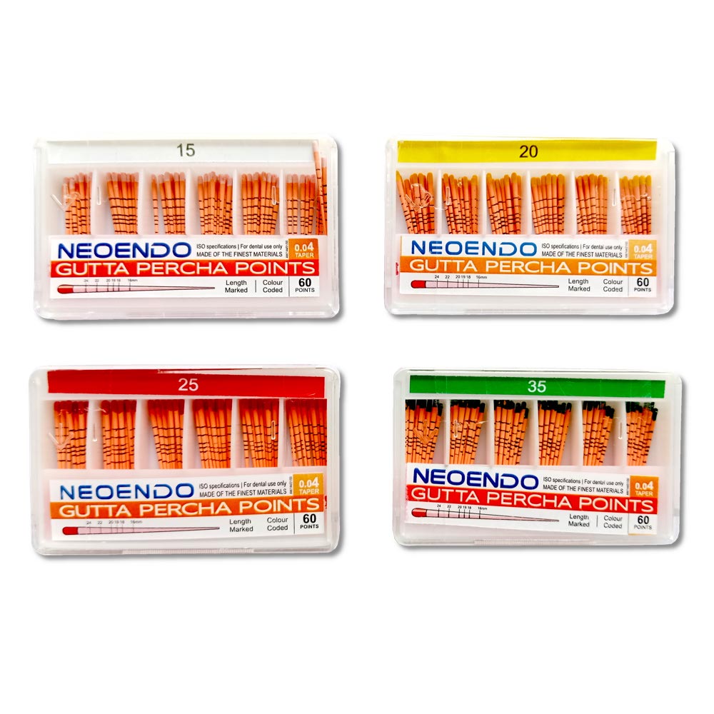 neoendo 4 gutta percha points length marked and color coded gutta p