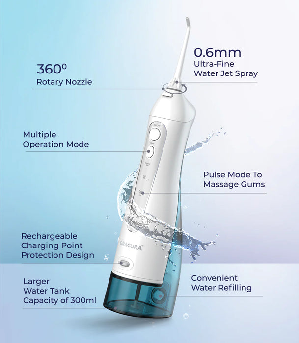 oracura oc100 smart water flosser with 300ml water tank capacity