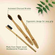 Stim Eco Charcoal Toothbrush With Neem Wood (PACK OF 2)