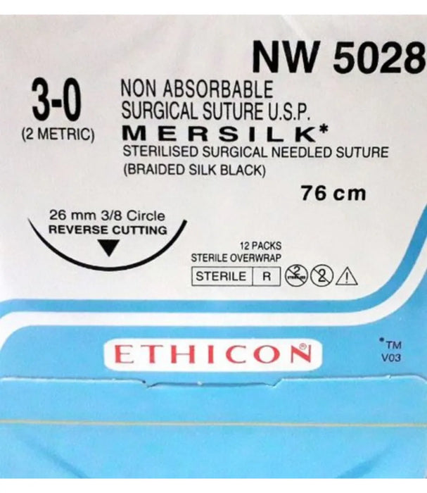 Ethicon Mersilk #3-0 Black Braided Suture