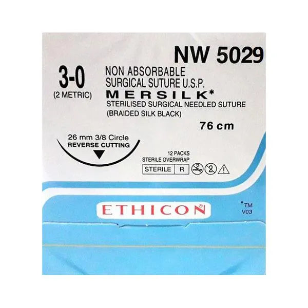 Ethicon Mersilk #5-0 Black Braided Suture - 90Cm(Nw5079) Pack Of 12