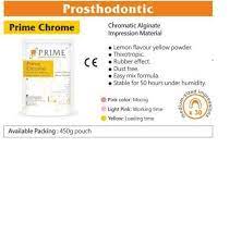 prime chrome chromatic alginate impression material lemon flavour yellow powder 450gm