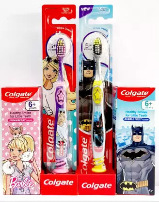 colgate kids 5+ years toothbrush (barbie & batman) - pack of 4