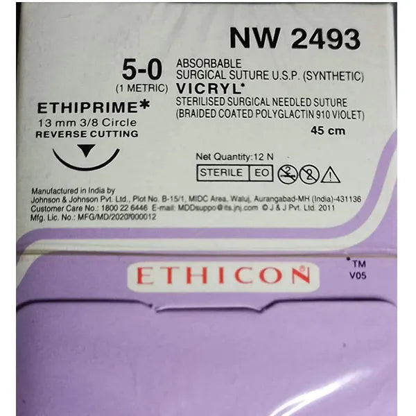 Ethicon Vicryl #5-0 Absorbable Violet Braided Suture4 - 45Cm(Nw2493)