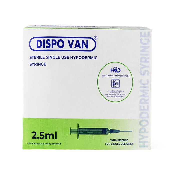 Hmd Dispo Van Syringe 2.5ml | 24 Gauge | 1 Inch Needle