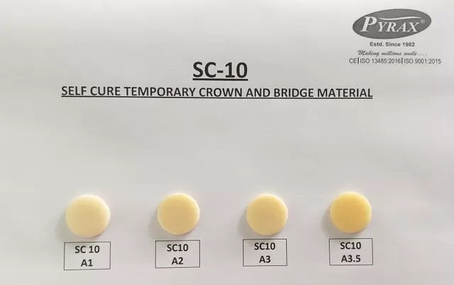 pyrax high quality cold cure sc-10 tooth colored self cure temporary acrylic crown & bridge material