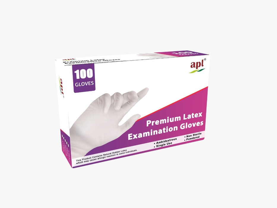 apl premium quality latex examination gloves (pack of 100 gloves)