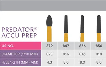 prima dental predator accuprep crown preparation carbides kit