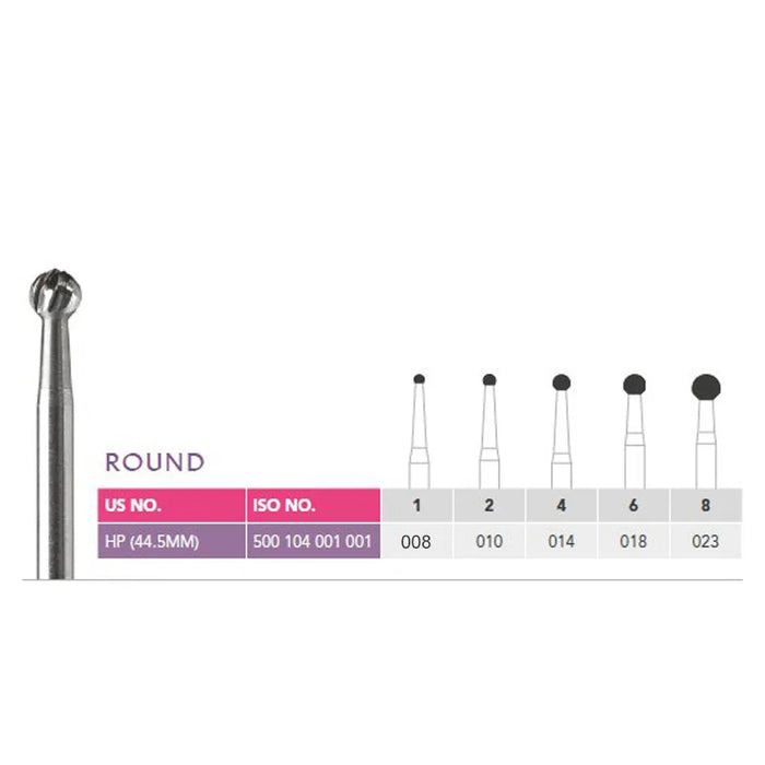 prima dental round bur hp carbide (set of 5) (19 mm)