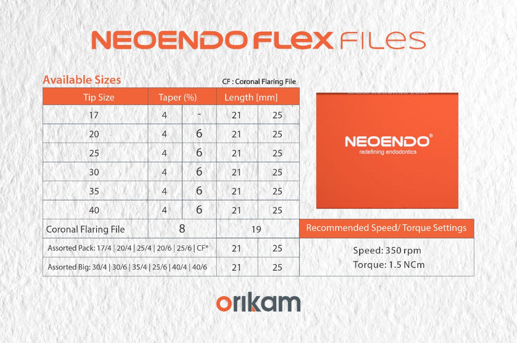 neoendo flex rotary files 21mm